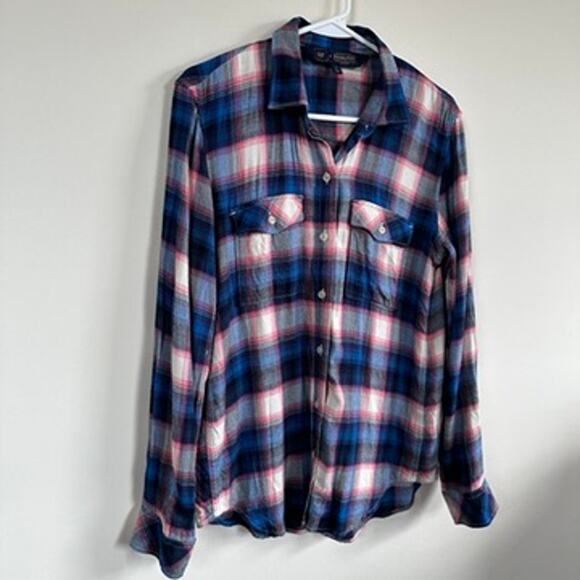 GAP Pendleton Plaid Shirt Button Front Long Sleeve Women's SMALL Blue Pink - Picture 4 of 10